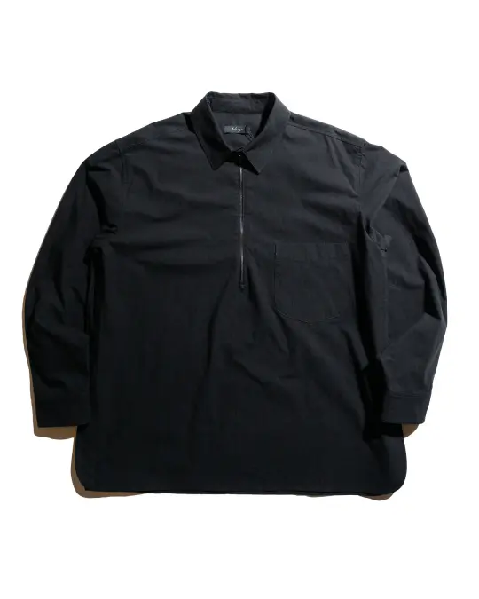 Wanze Half Zip Shirt Typewriter Cotton Black