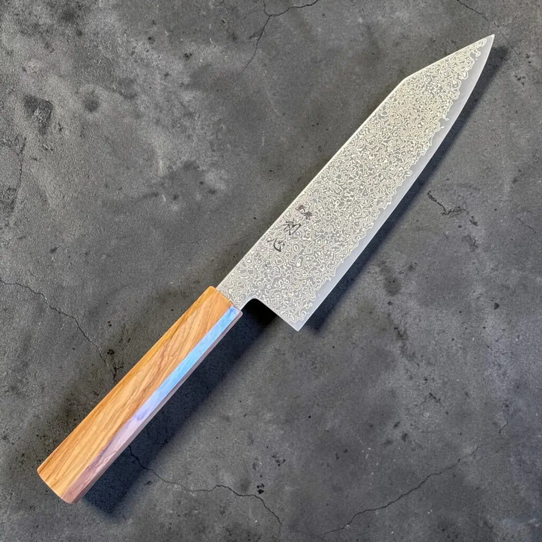 Hatsukokoro Saihyo SG2 Damascus Bunka 180mm with Olivewood Handle