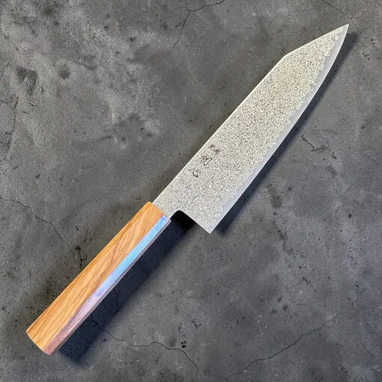 Hatsukokoro Saihyo SG2 Damascus Bunka 180mm with Olivewood Handle