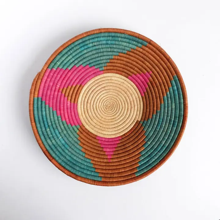 Brown, Pink, and Aqua Basket from Rwanda