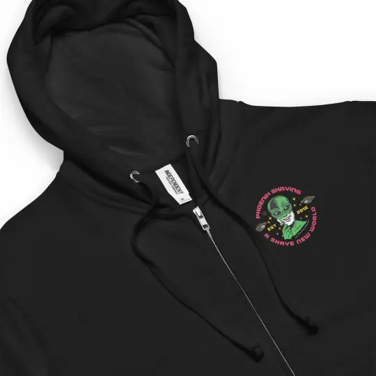 Alien Shaving Logo Fleece Zip Up Hoodie Hooded Sweatshirt | Available in Multiple Colors