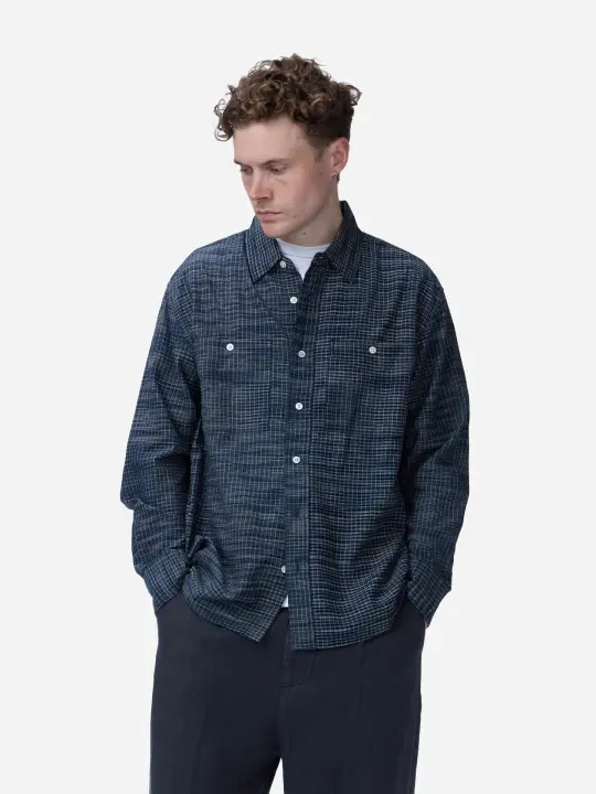 Commuter Shirt ~ Handloom Midnight Microcheck