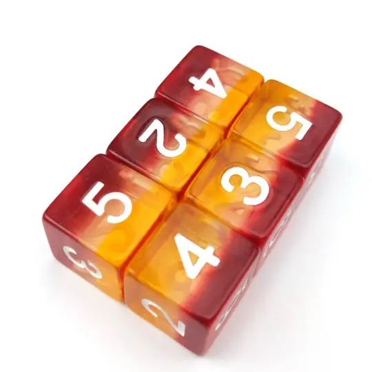 Fire Light D6 Set – 6-Piece Flame Six-Sided Dice
