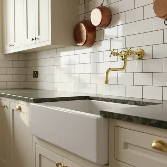 Unlacquered Brass Wall Mount Kitchen Faucet