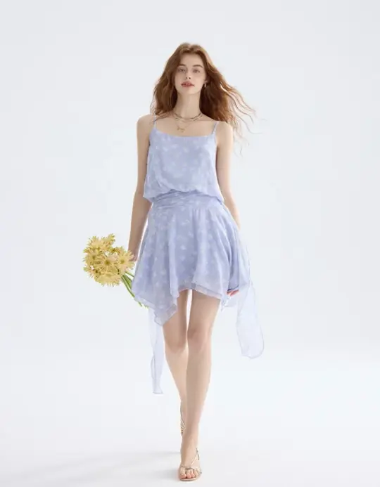 Sea salt daisy floral dress French suspender skirt short skirt holiday wear skirt female summer R3454