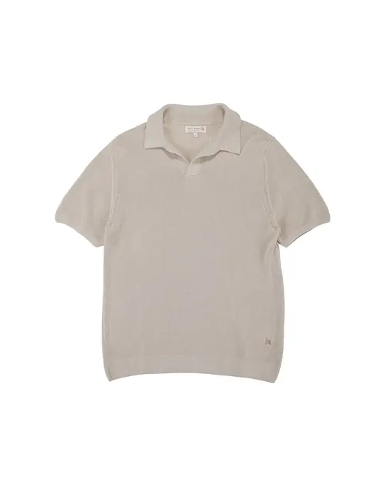 Merz B. Schwanen KNITPOLO02 Cotton Short Sleeve Polo Shirt Sand