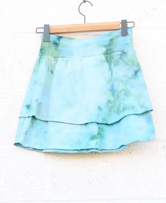 OOAK - Double Layer Mini Skirt / S / Med Hemp / Ice Dye (41)
