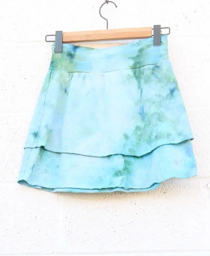 OOAK - Double Layer Mini Skirt / S / Med Hemp / Ice Dye (41)