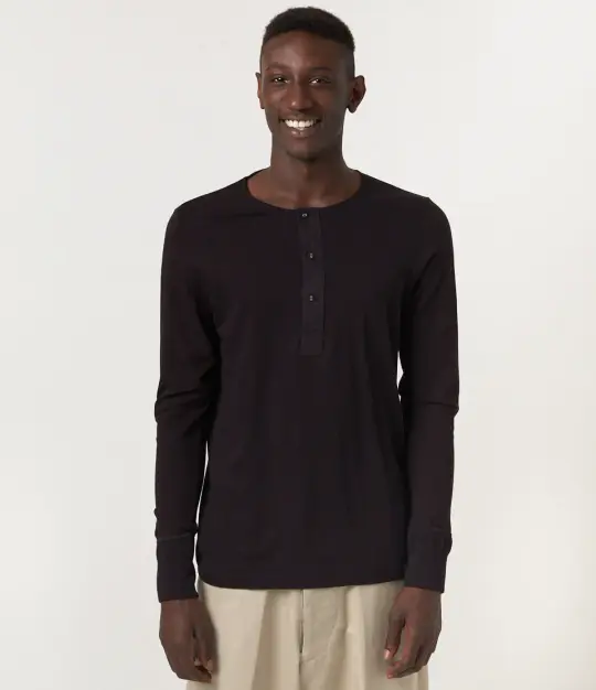 102 Loopwheeled Maco-Imit Long Sleeve Henley