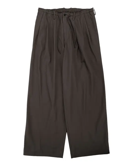 MARKAWARE Triple Pleated Easy Trousers Organic Cotton Voile Yarn Twill Charcoal