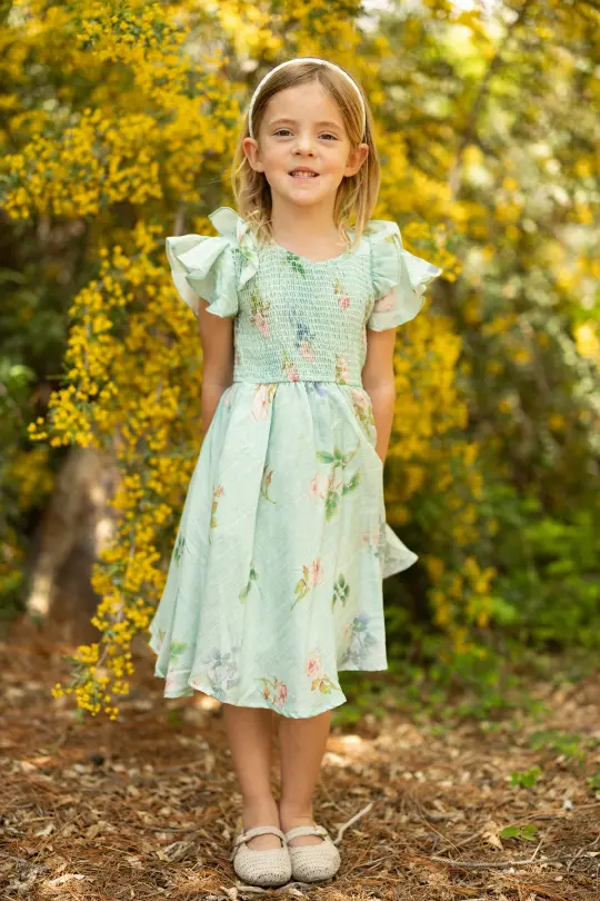 Mini Hattie Dress in Roselyn Blue