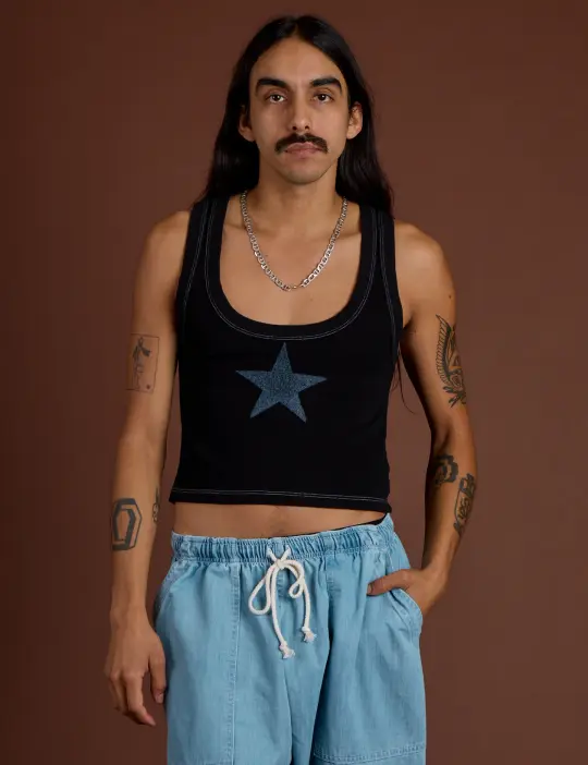 Icon Cropped Tank - Black Star *FINAL SALE*