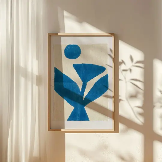 BLOCK PRINT ART | blue tulip