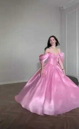 Silky Puffy Women's Prom Gown Barbie Pink Waist Fitted Maxi Evening Dress Birthday Dress — Fall Outfit 2026 New  RS3373