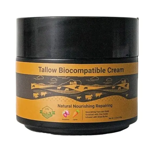 Grass-Fed Beef Tallow Face Moisturizer Cream with Zinc Oxide, Fragrance-Free