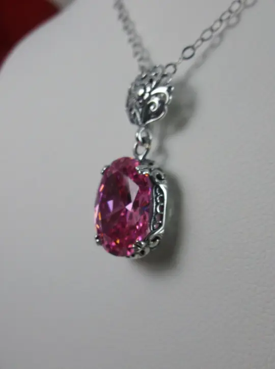 Pink Pendant, Cubic Zirconia (CZ) Edwardian Jewelry#P70