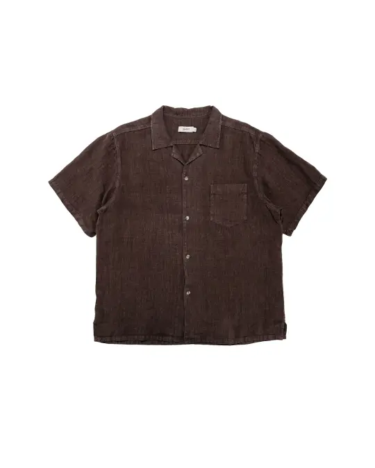 Bather Espresso Linen Camp Shirt