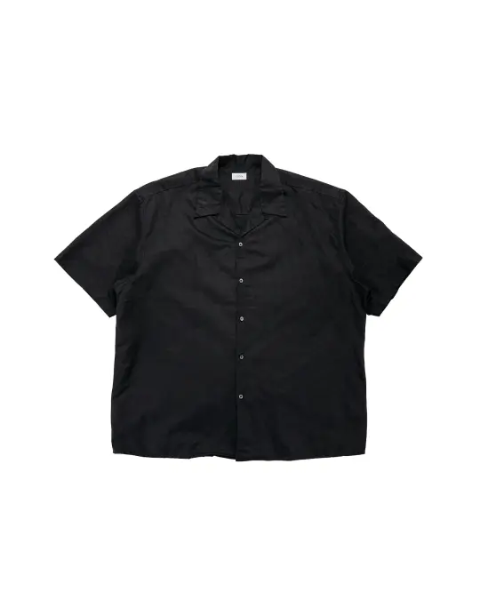 CIOTA Open Collar Short Sleeve Shirt Cotton/Linen Black