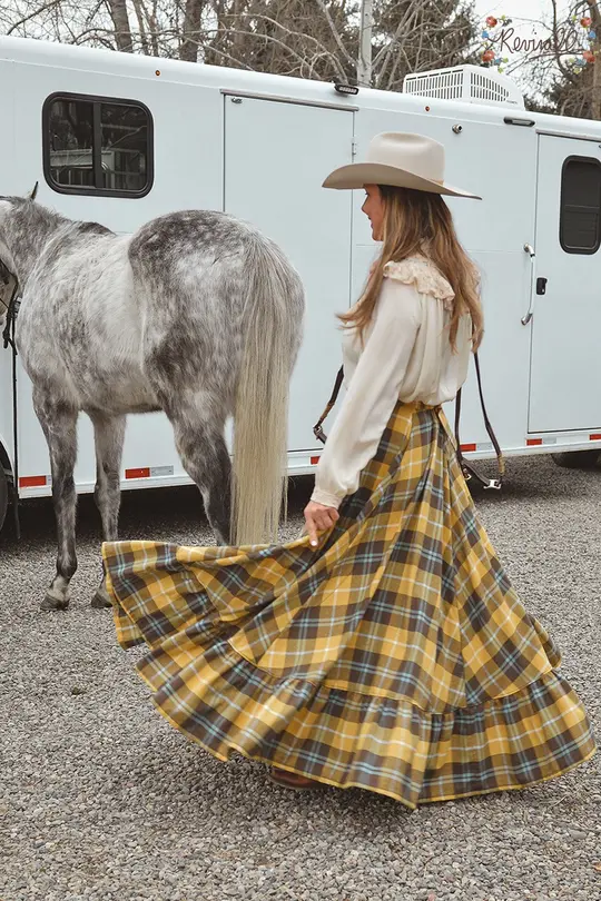 Flannel White Bear Skirt in Show Stopper-Large