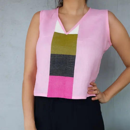 Tabasco Sleeveless Linen Cropped Top