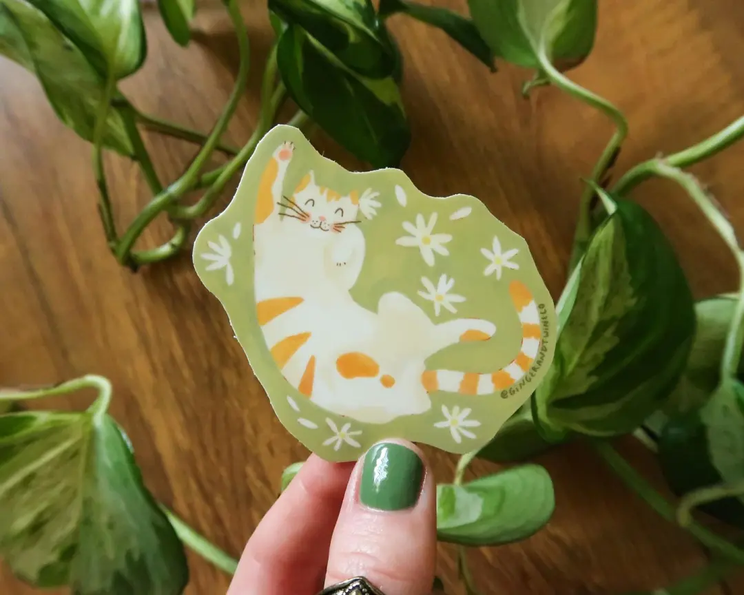Butterscotch the Daisy Cat Sticker