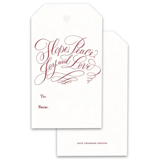 Hope, Peace, Joy, Love Holiday Gift Tags, Set of 12