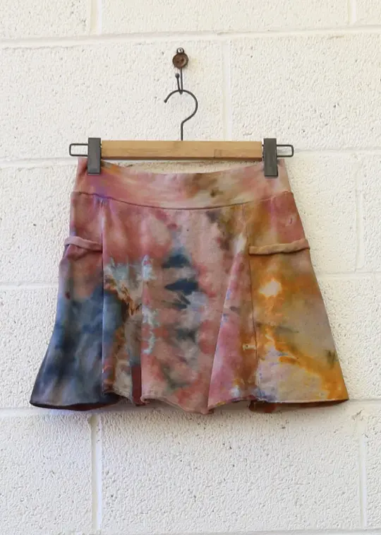OOAK - Perfect Pockets Mini Skirt / S / MED Hemp/Organic Cotton / Ice Dye (125)