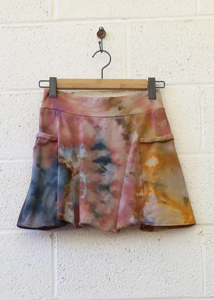 OOAK - Perfect Pockets Mini Skirt / S / MED Hemp/Organic Cotton / Ice Dye (125)