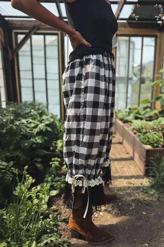 Long Cotton Bloomers in Buffalo Check-Small/Medium