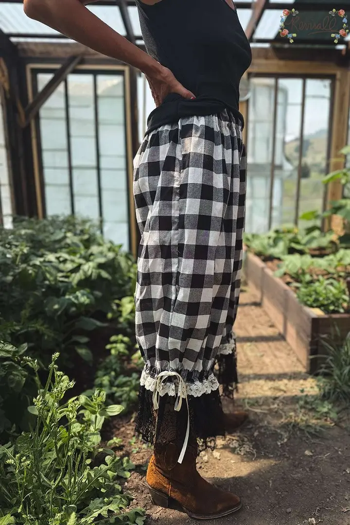Long Cotton Bloomers in Buffalo Check-Small/Medium