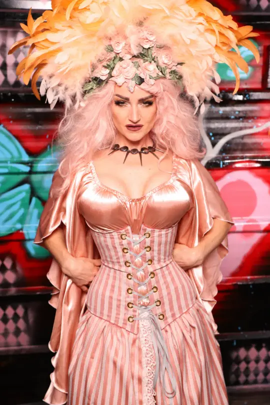 Wench Underbust Corset in Strawberry Taffy Stripe - The Darling Dolly Collection