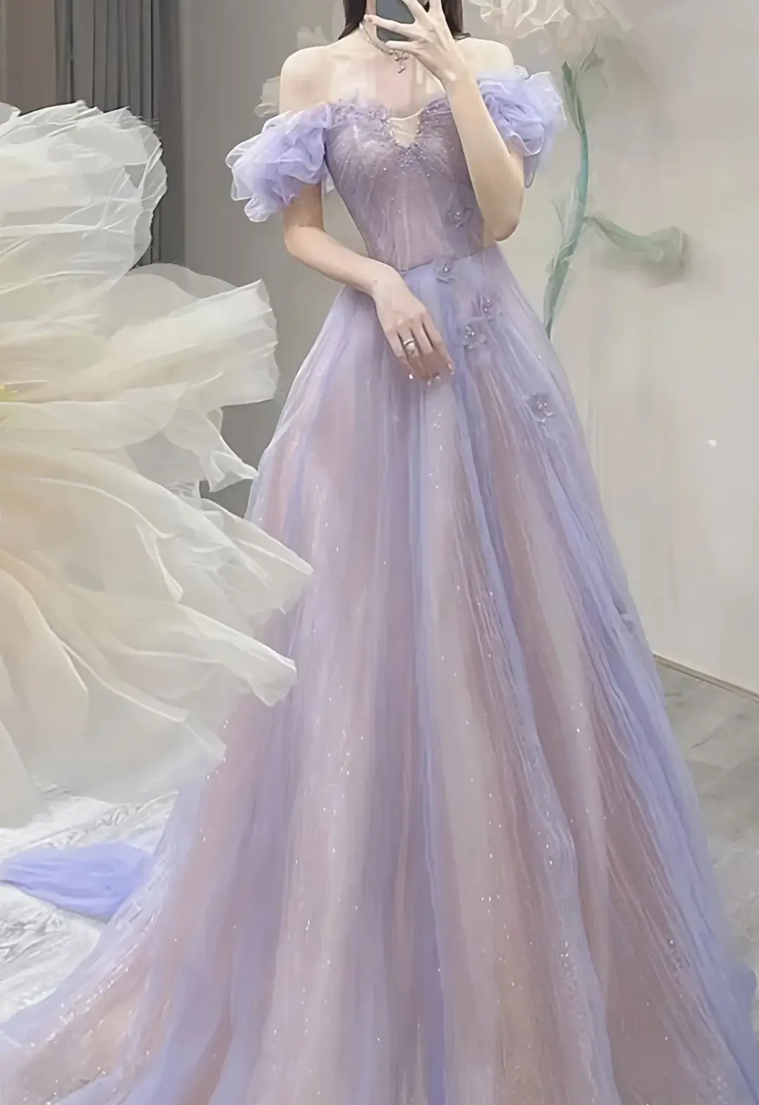 Sparkly Tulle Women's Prom Gown Lavender Corset Maxi Evening Dress Birthday Dress — Fall Outfit 2026 New RS3150