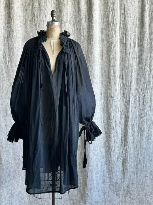 Maxi Alchemist Chemise in Black Cotton Gauze (Pre-Order)