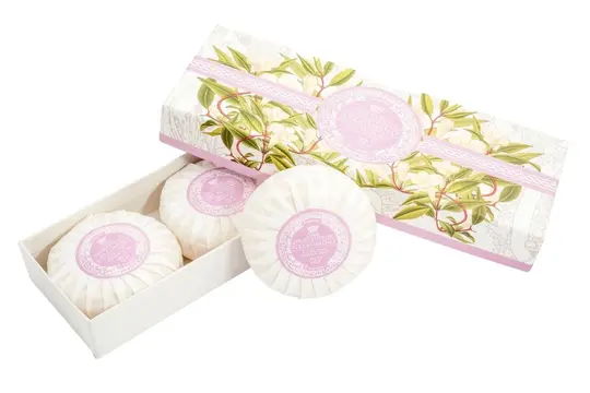 Jasmine Round Soap Plisse Boxed 3-Piece Set