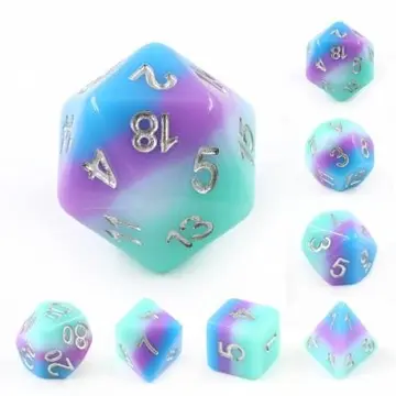 Rainbow Dash Dice Set – 7-Piece Opaque Blue Purple Layered DnD Dice