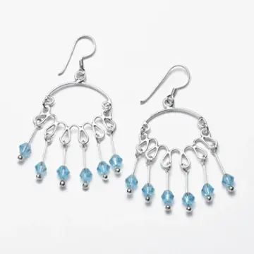 Sterling Silver and Blue Crystal Chandelier Earrings