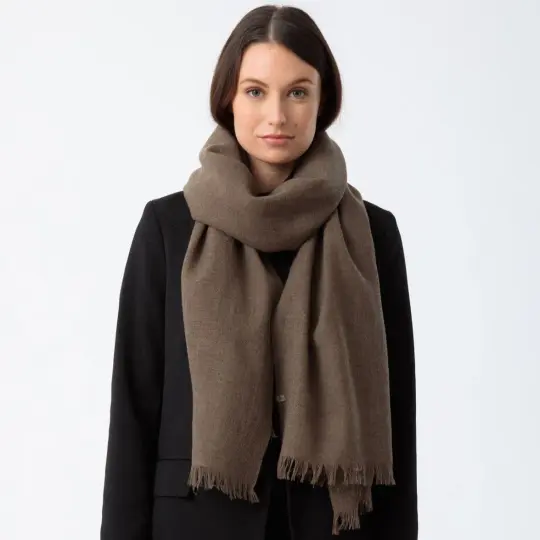Merino Woven Scarf in Nutmeg Brown