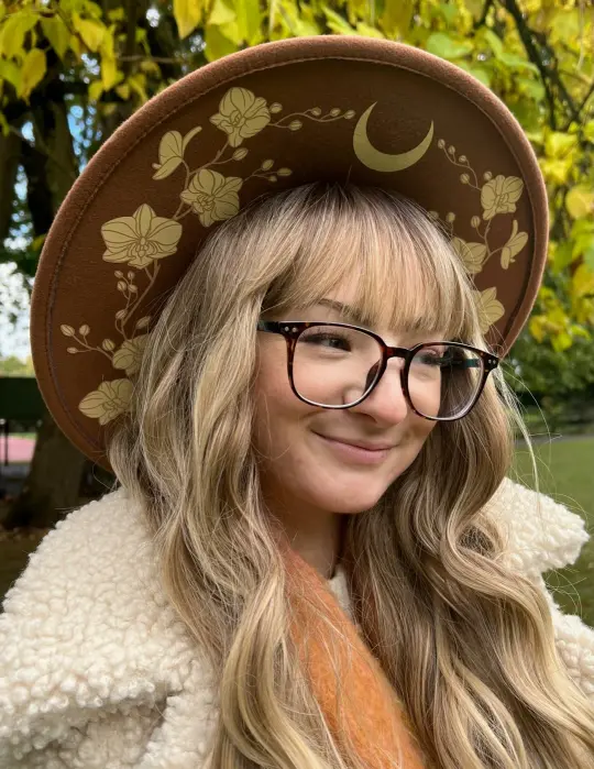 Caramel Orchids Vegan Felt XL Wide Brim Hat