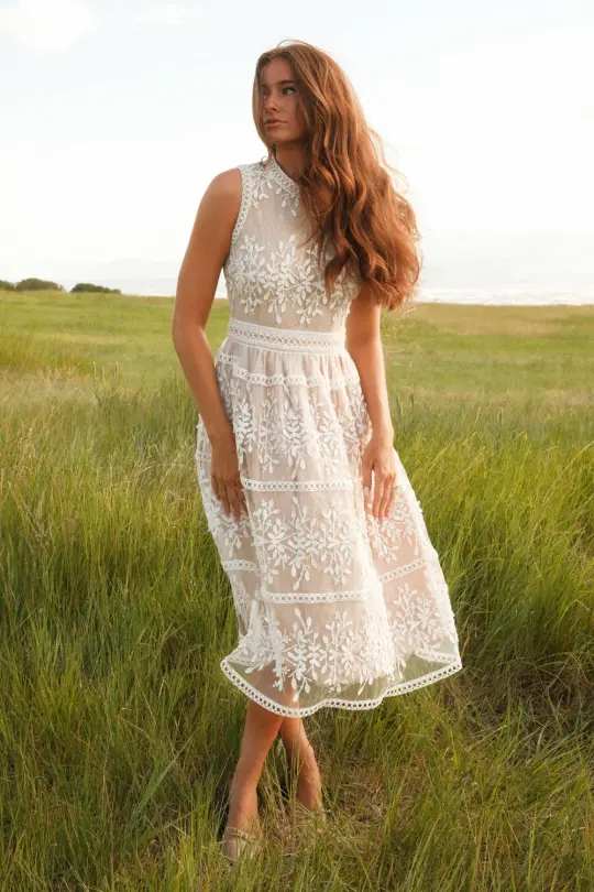 Sicily Sleeveless Dress in White