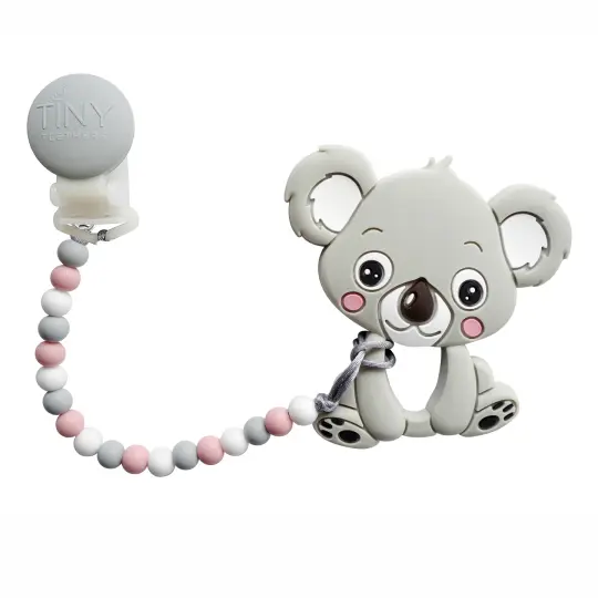 Tiny Teethers Designs Baby Boys and Baby Girls Silicone Pacifier Clip with Removable Teether, Koala