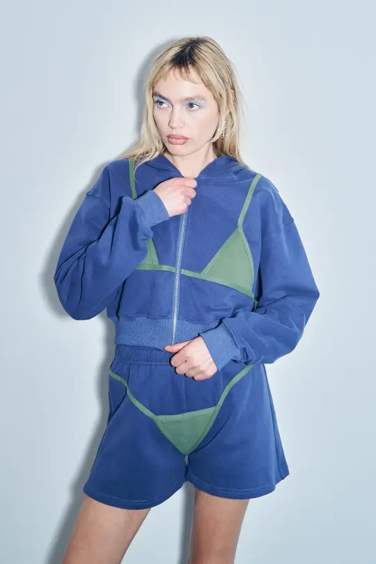 Bikini Bod Zip-up Sweatshirt Blue/Green
