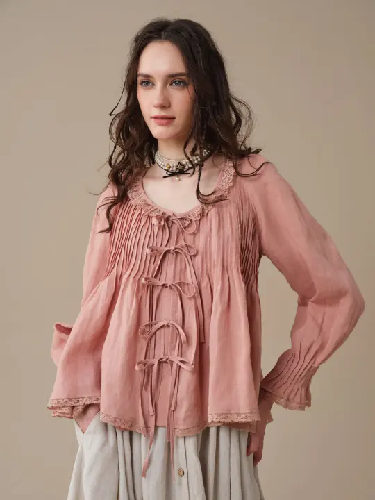 Isadora | Ruby Linen Poet Shirt