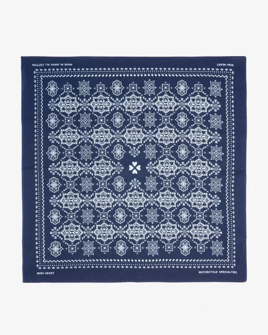 Iron Heart “Bell” Print Bandana - Indigo