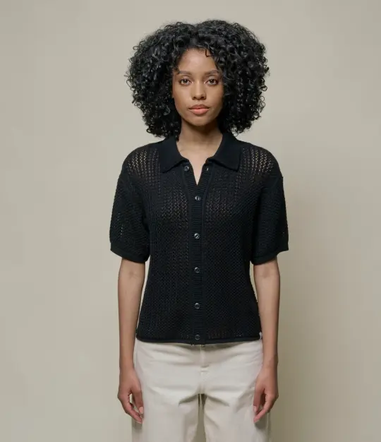1960s Cropped Crochet Cotton Women's Shirt