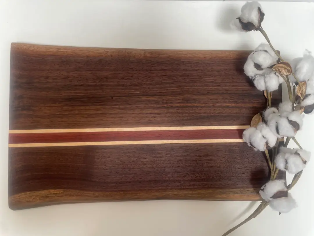 24S001 - SIGNATURE Dual Live Edge/Mixed Walnut w/Maple & Padauk Blended Board