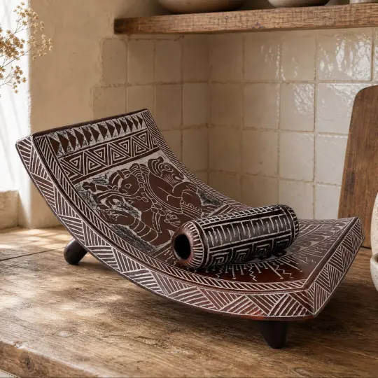 Zinapécuaro Gods and Earth Large Metate and Pestle Sculpture