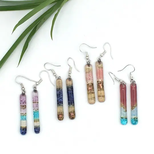 Long Stem Glass Earrings - Assorted