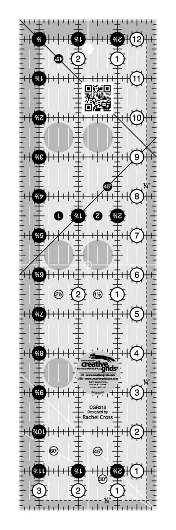 Creative Grids Quilt Ruler 3 1/2" x 12 1/2"