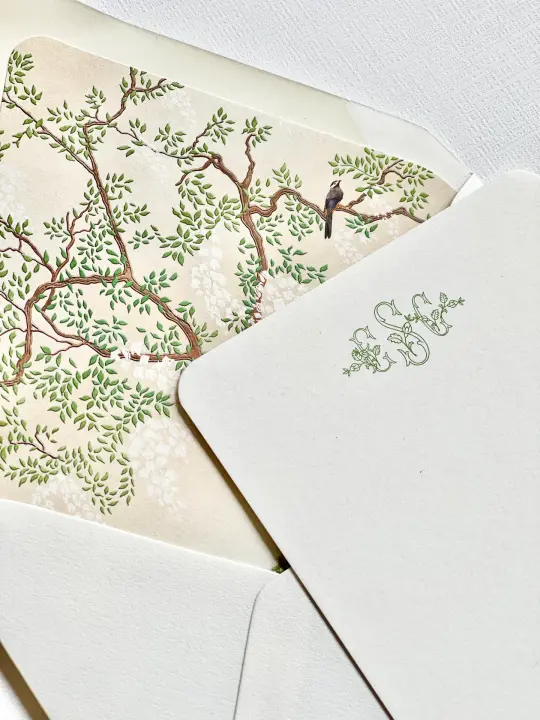 Watercolor Chinoiserie Lined Women's Stationery