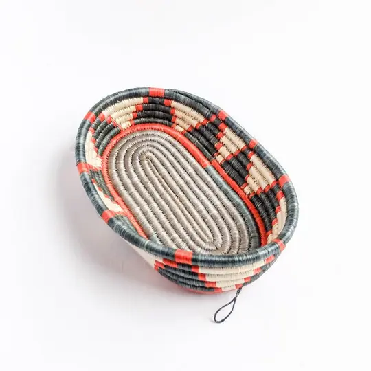 Oval Basket in Grey and Orange
